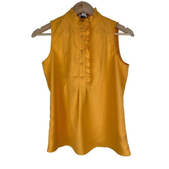 J. Crew Tops - J. Crew Women's Size 0 Golden Yellow Ruffle Neck Sleeveless Popover Top